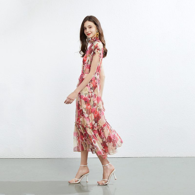 Lace Collar Silk Dress Set - Image 3