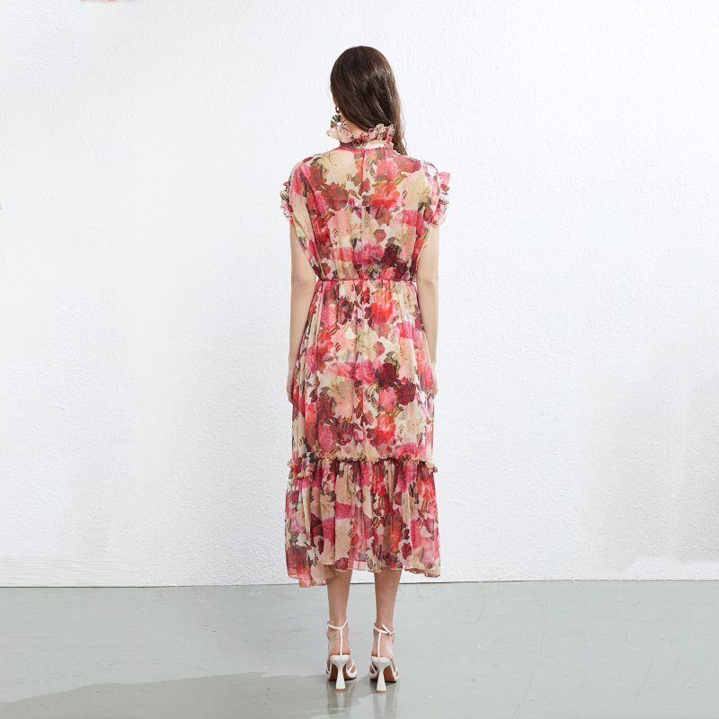 Lace Collar Silk Dress Set - Image 5