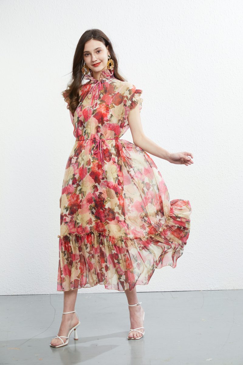 Lace Collar Silk Dress Set - Image 6
