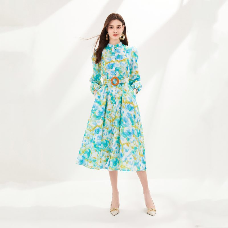 Orange Printed Lantern Dress - Image 2
