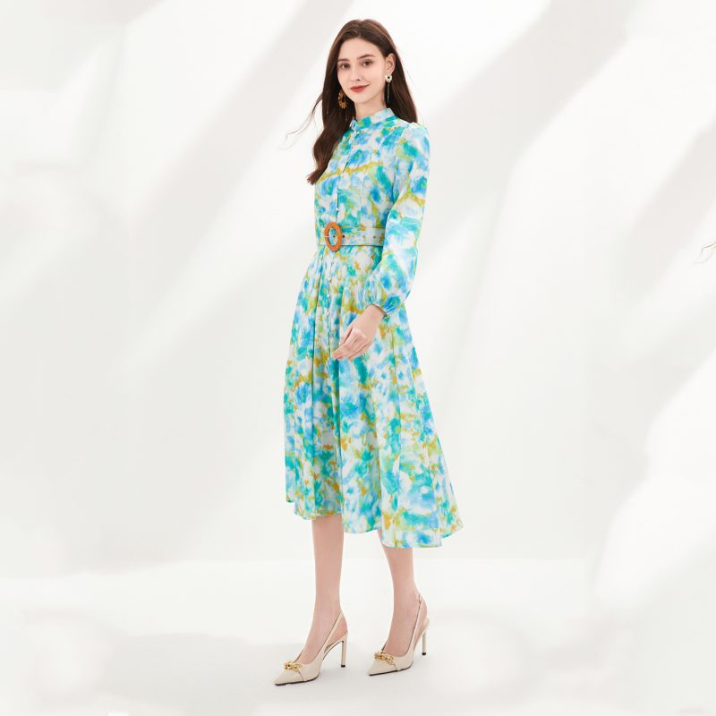Orange Printed Lantern Dress - Image 3