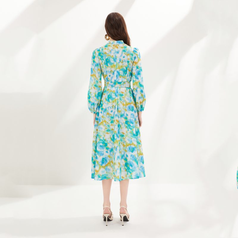 Orange Printed Lantern Dress - Image 4