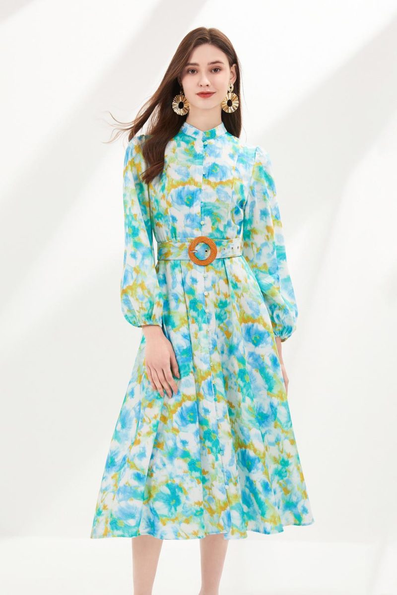 Orange Printed Lantern Dress - Image 5