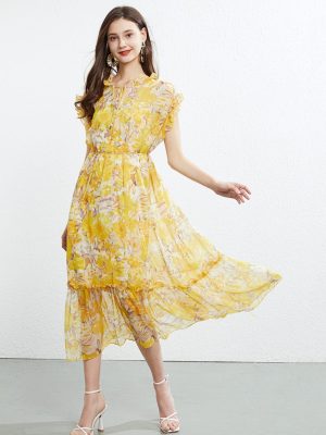 Fairy Printed Lace-Up Dress