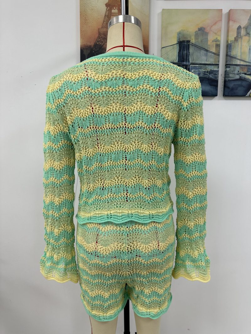 Two-Piece Set Round Neck Striped Sweater - Image 13