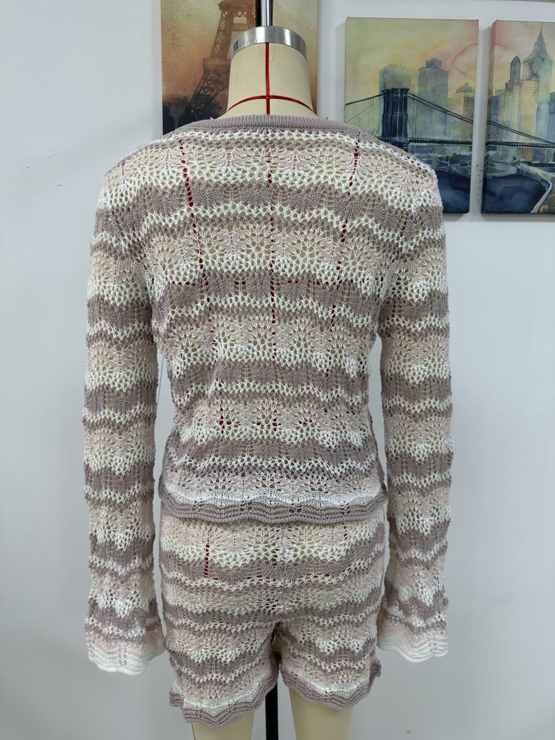 Two-Piece Set Round Neck Striped Sweater - Image 15