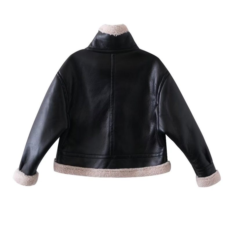 Classic Black Leather Jacket: Autumn-Winter Short Coat - Image 2