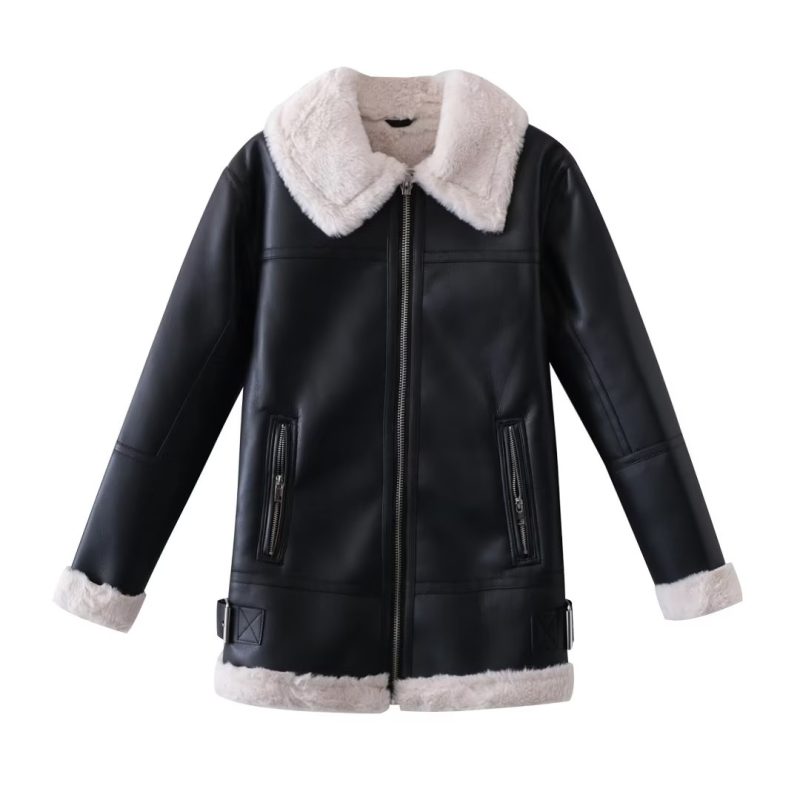 Women's Faux Shearling Long Double-Sided Padded Jacket - Image 2