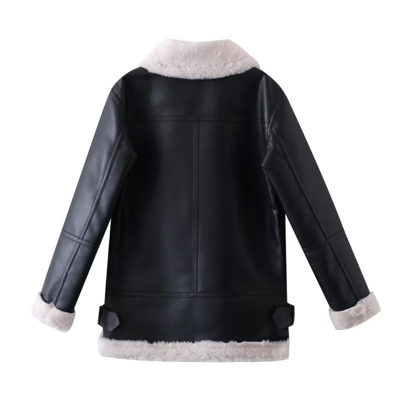 Women's Faux Shearling Long Double-Sided Padded Jacket - Image 3