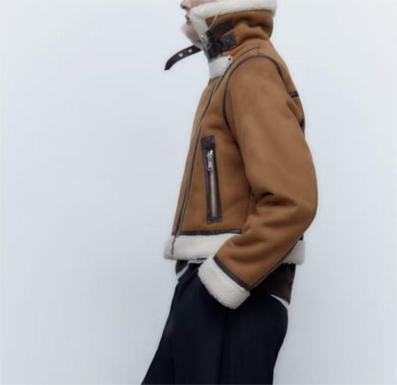Chic Faux Shearling Jacket: Autumn-Winter Suede Coat - Image 3