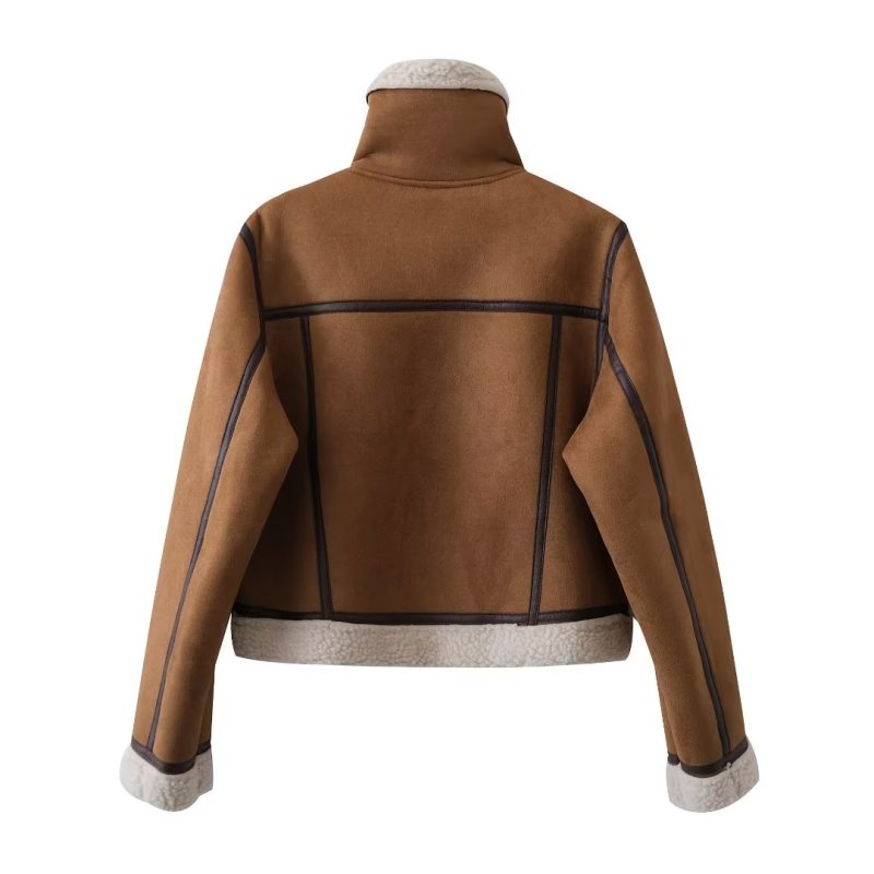 Chic Faux Shearling Jacket: Autumn-Winter Suede Coat - Image 5