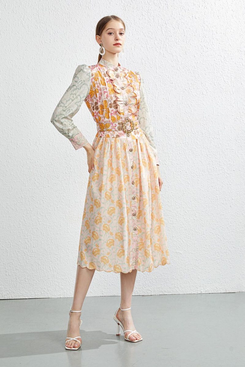 Summer Embroidered Lace Rhinestone Dress | Single Breasted - Image 5