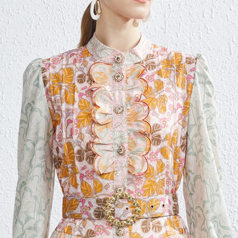 Summer Embroidered Lace Rhinestone Dress | Single Breasted - Image 6