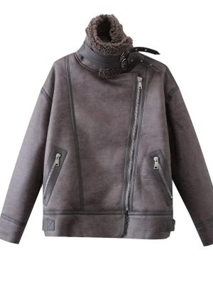 Women’s Stand Collar Heavy Industry Faux Jacket