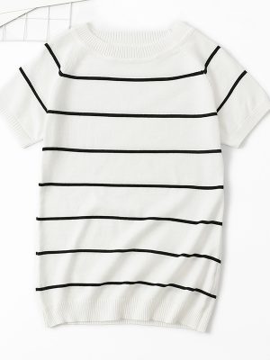 Ice Silk Striped Slim Fit Pullover