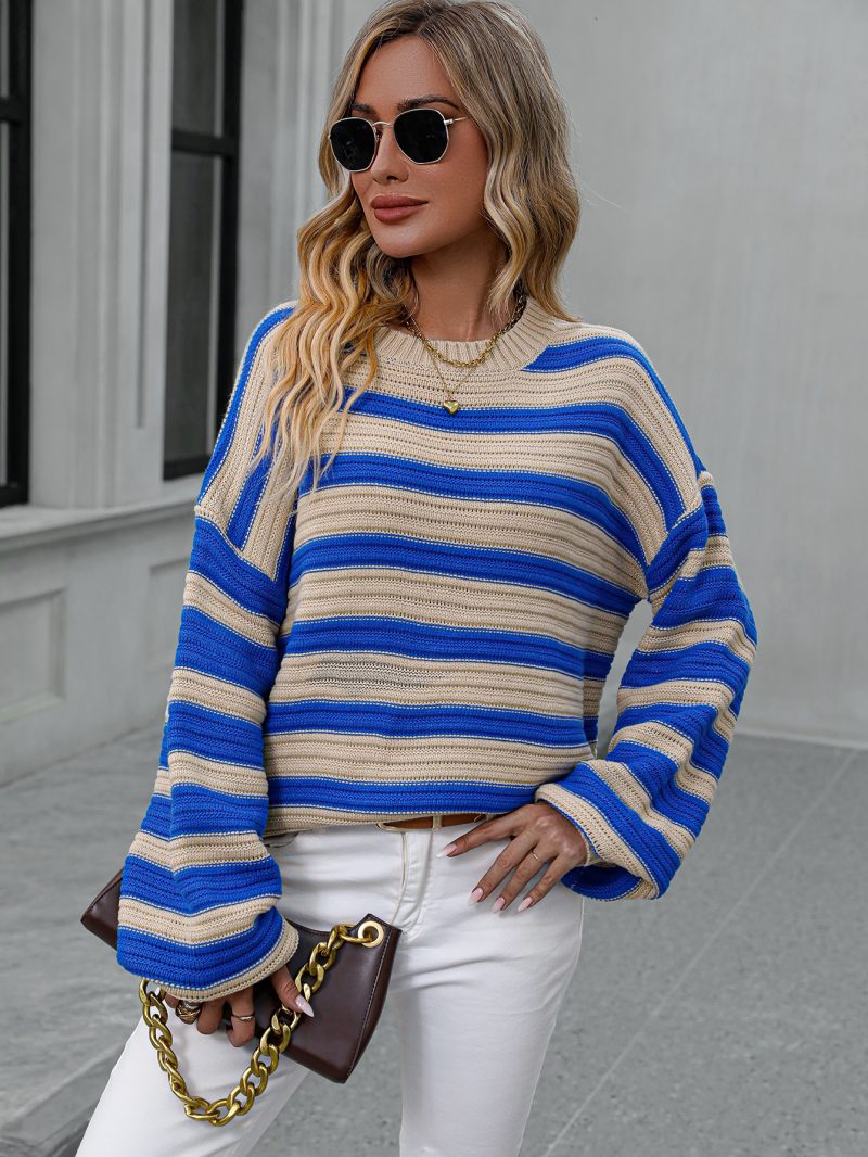Striped Crew Neck Pullover | Autumn Winter Sweater - Image 2