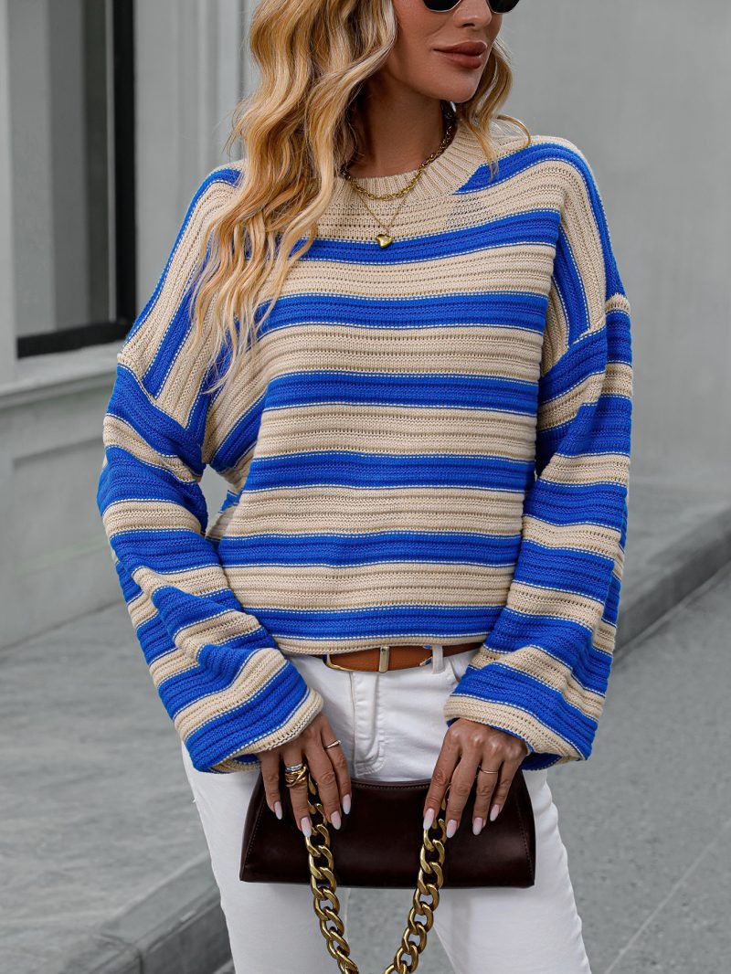 Striped Crew Neck Pullover | Autumn Winter Sweater - Image 3