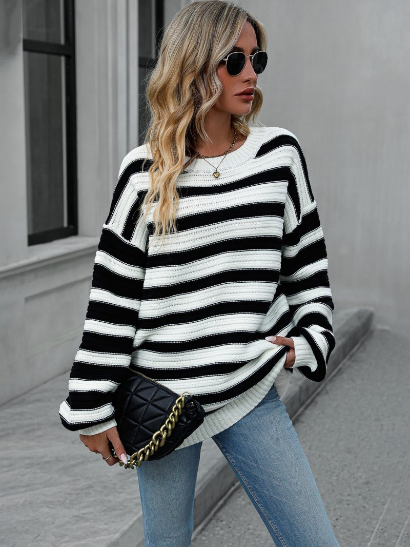 Striped Crew Neck Pullover | Autumn Winter Sweater - Image 9