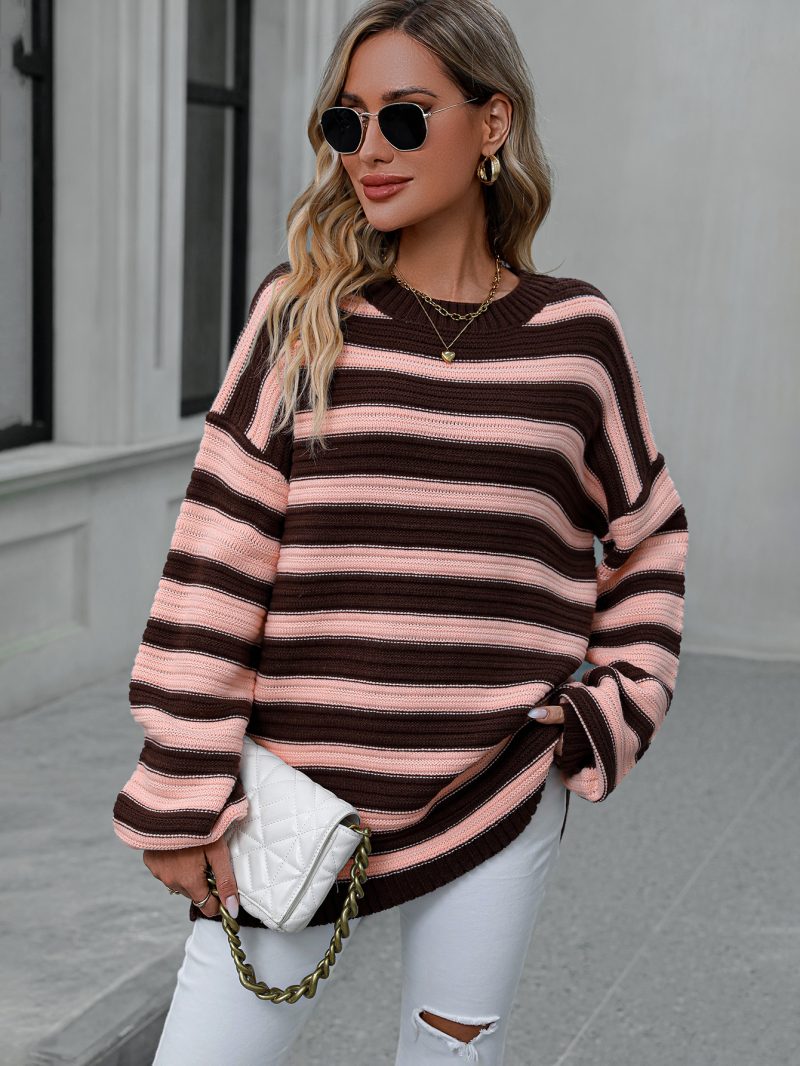 Striped Crew Neck Pullover | Autumn Winter Sweater - Image 10
