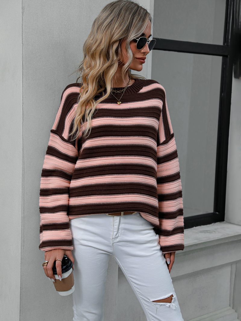 Striped Crew Neck Pullover | Autumn Winter Sweater - Image 11