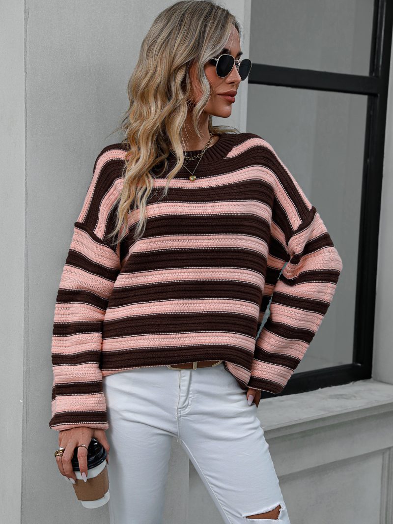 Striped Crew Neck Pullover | Autumn Winter Sweater - Image 12