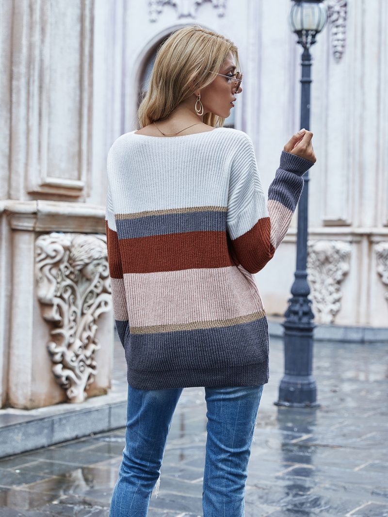 Striped V-Neck Pullover Sweater - Image 6