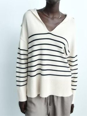 French Striped Long Sleeve Sweater – All-Match Elegance