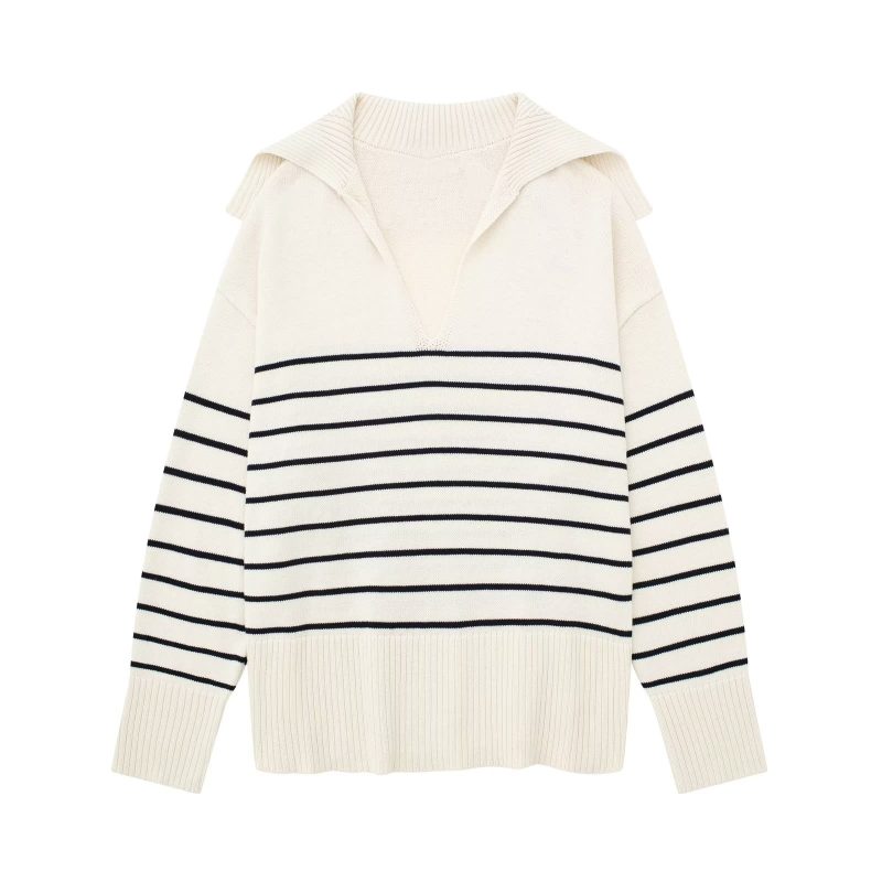 French Striped Long Sleeve Sweater - All-Match Elegance - Image 3