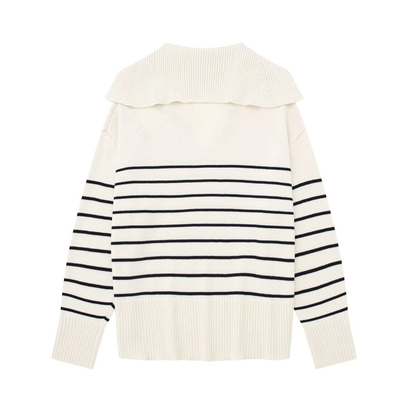 French Striped Long Sleeve Sweater - All-Match Elegance - Image 4