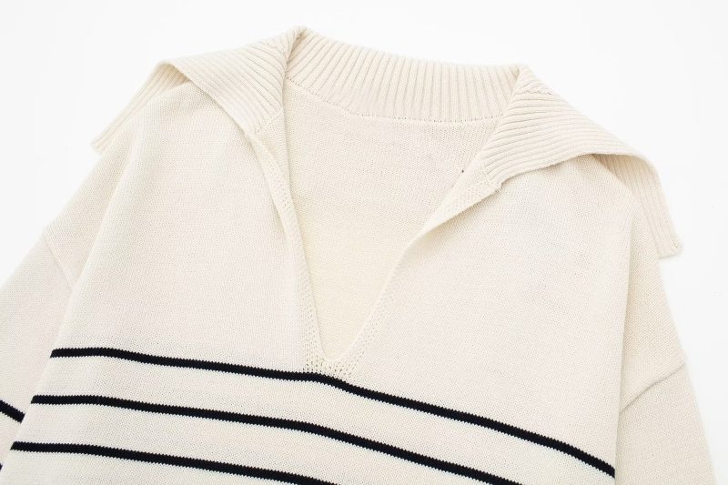 French Striped Long Sleeve Sweater - All-Match Elegance - Image 5