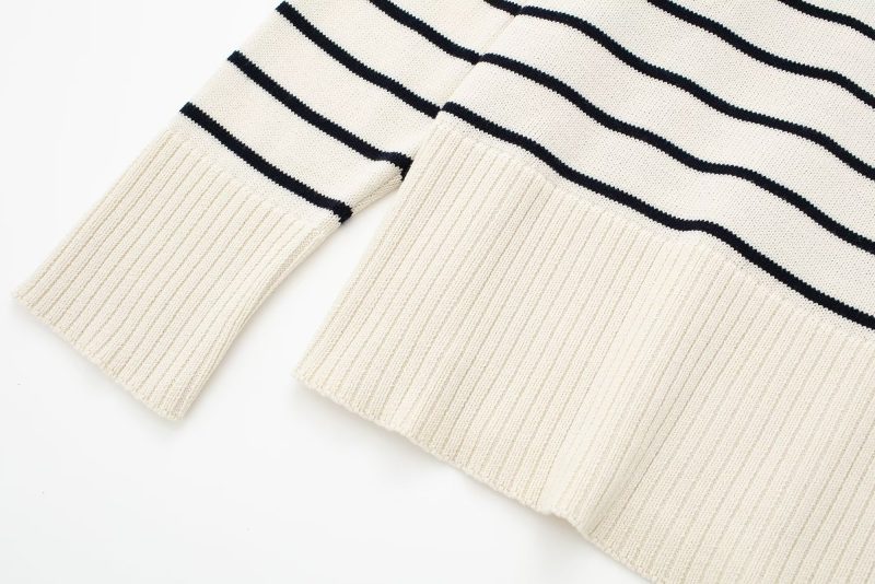 French Striped Long Sleeve Sweater - All-Match Elegance - Image 9