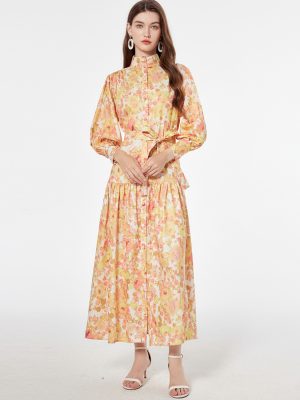 Vintage Printed Long Dress