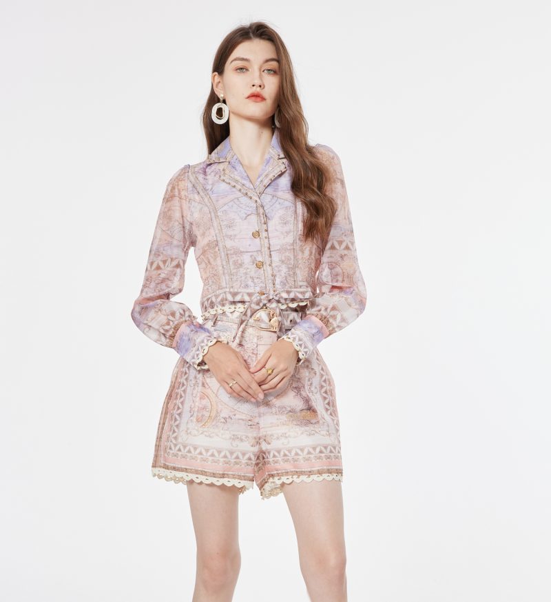 Printed Lace-Up Short Set