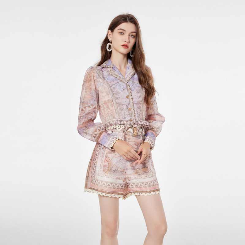 Printed Lace-Up Short Set - Image 3