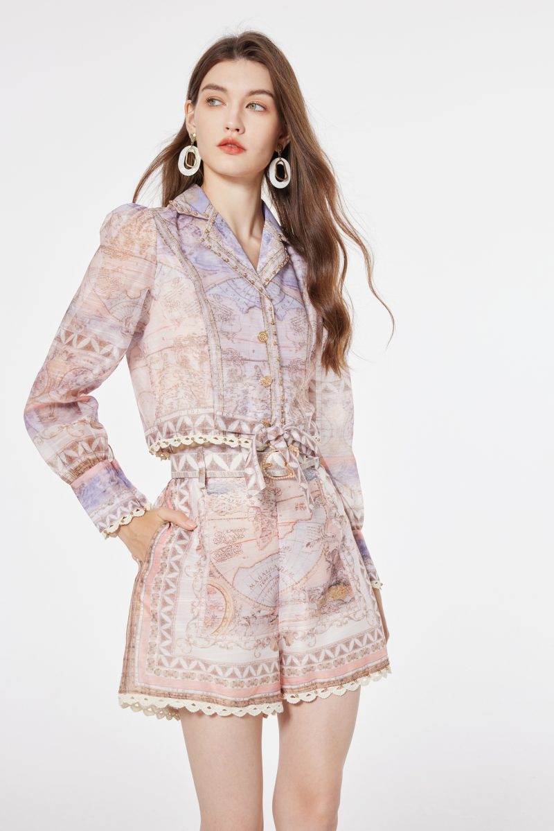 Printed Lace-Up Short Set - Image 5