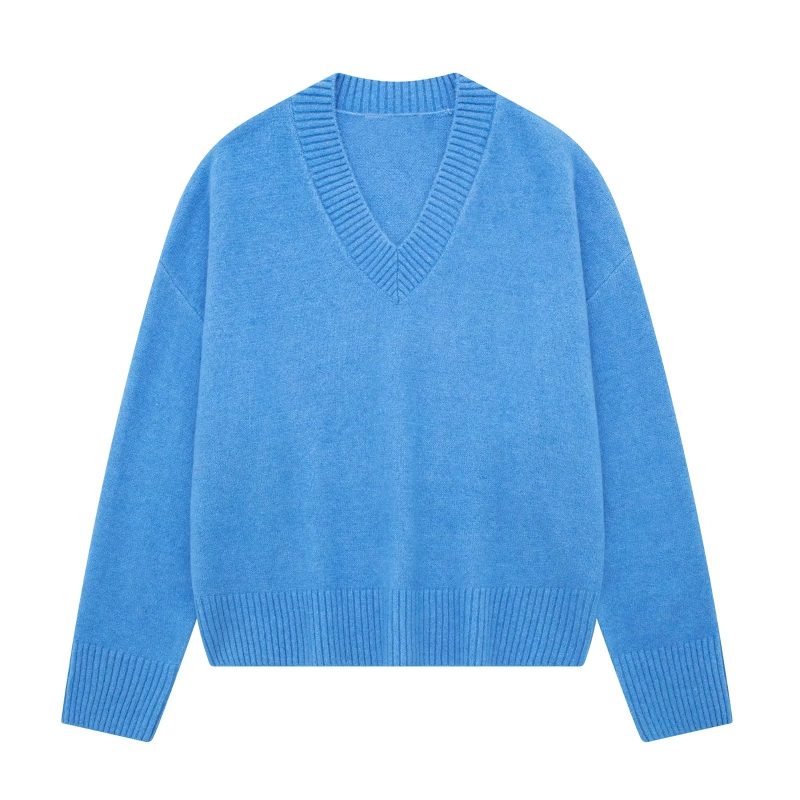 V-Neck Long Sleeve Sweater - Soft Autumn All-Match - Image 3