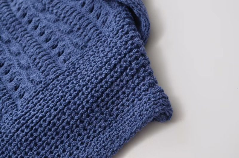 Fall Loose Hooded Ultra Short Hollow Out Sweater - Image 3