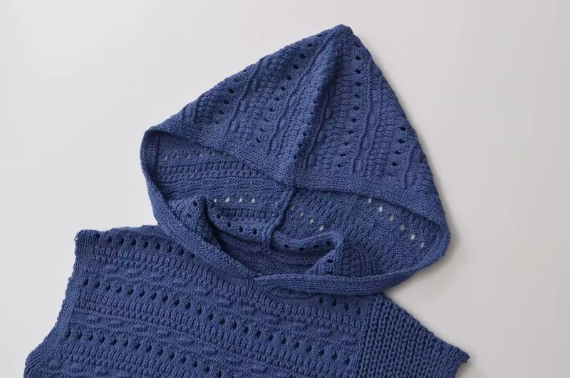 Fall Loose Hooded Ultra Short Hollow Out Sweater - Image 8