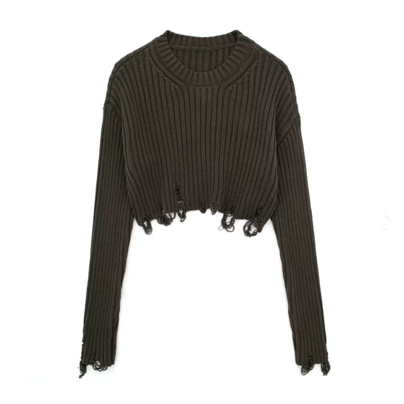 Street Chic Short Knitwear - Fall Holes Design - Image 3