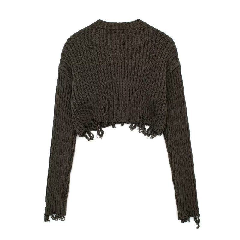 Street Chic Short Knitwear - Fall Holes Design - Image 4