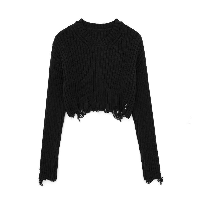 Street Chic Short Knitwear - Fall Holes Design - Image 7