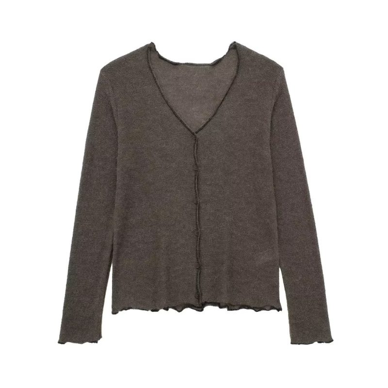 Casual Long-Sleeved Knit Cardigan - Women's Fall Fashion - Image 3