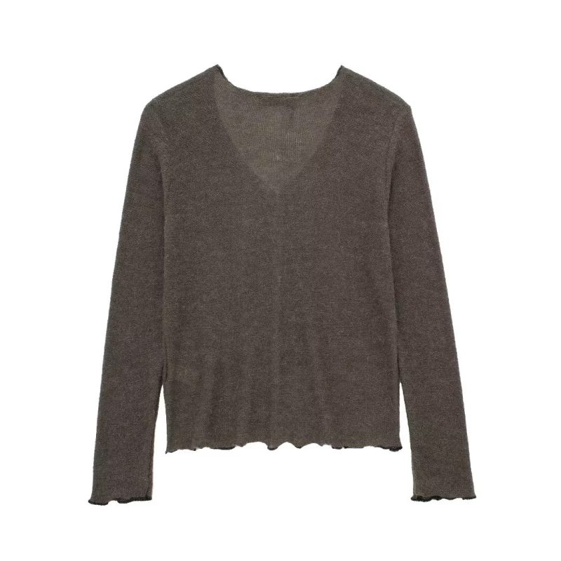 Casual Long-Sleeved Knit Cardigan - Women's Fall Fashion - Image 4