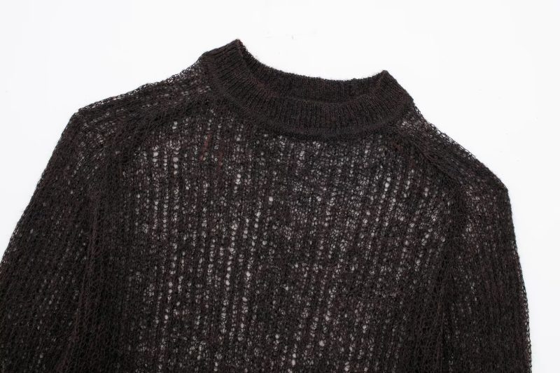Cutout Knitted Pullover - Comfortable Women's Top - Image 4