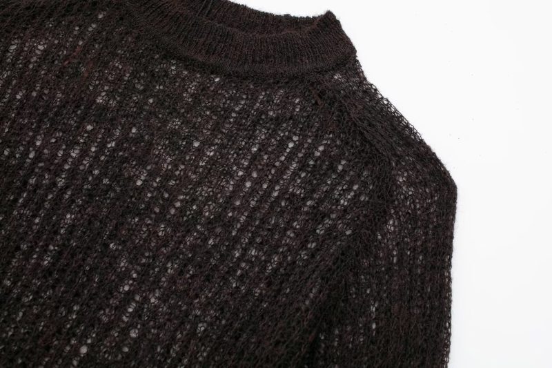 Cutout Knitted Pullover - Comfortable Women's Top - Image 5