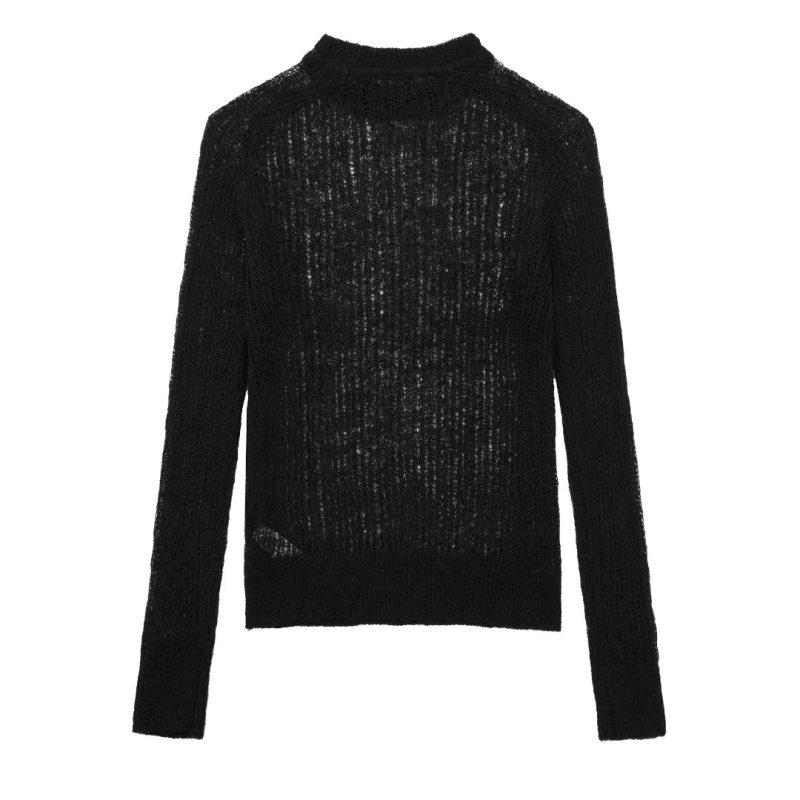 Cutout Knitted Pullover - Comfortable Women's Top - Image 9