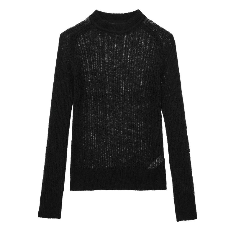 Cutout Knitted Pullover - Comfortable Women's Top - Image 10