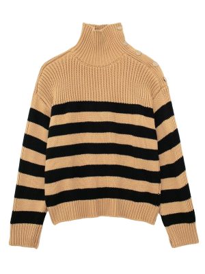 One-Shoulder Striped Sweater – Winter High Collar