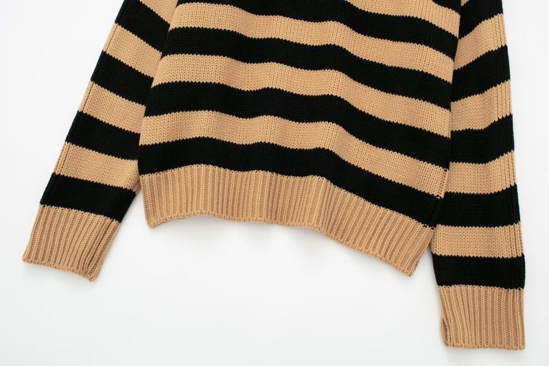 One-Shoulder Striped Sweater - Winter High Collar - Image 5