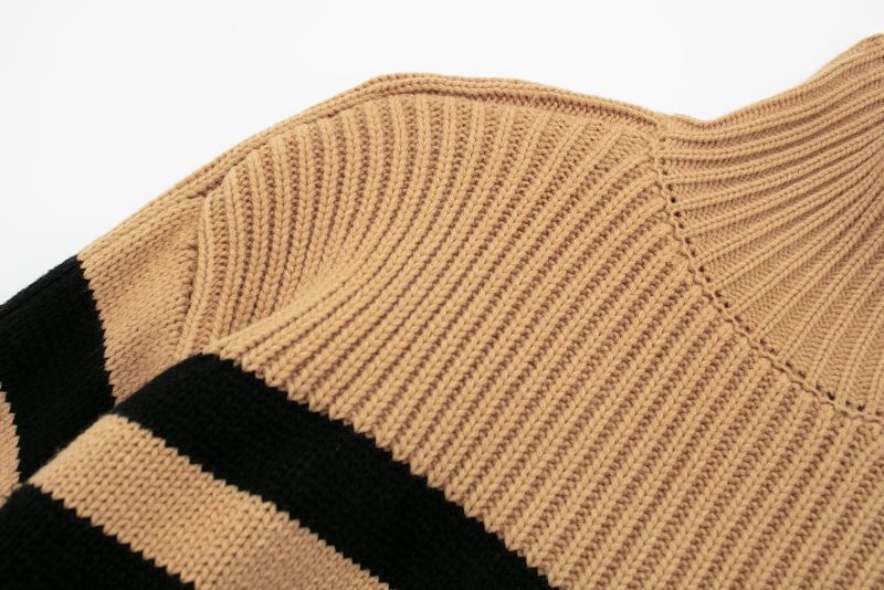 One-Shoulder Striped Sweater - Winter High Collar - Image 6